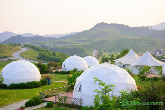 Новый дизайн 4-10 человек 850г ПВХ ткань Glamping Dome Room Luxury Tents